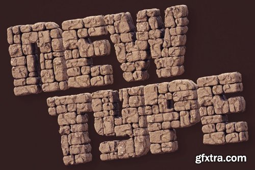 CreativeMarket - Stone Wall - 3D Lettering 6726302