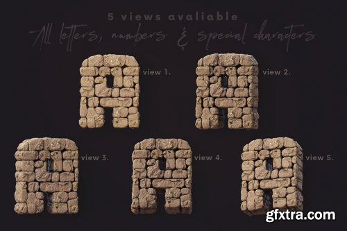 CreativeMarket - Stone Wall - 3D Lettering 6726302