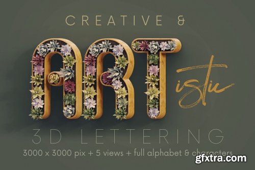 CreativeMarket - Cactus In Pot - 3D Lettering 6724335