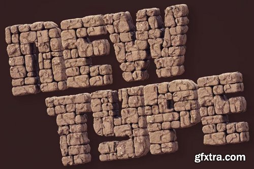 CreativeMarket - Stone Wall - 3D Lettering 6724311