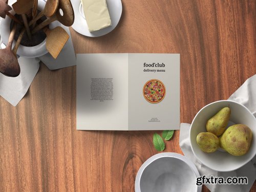 A5 Bi-Fold Brochure Mockup — Kitchen Set 3