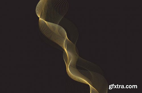 Gold Grid Waves Vector Backgrounds