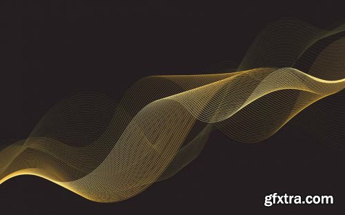 Gold Grid Waves Vector Backgrounds