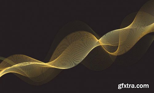 Gold Grid Waves Vector Backgrounds