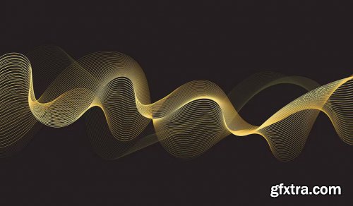 Gold Grid Waves Vector Backgrounds