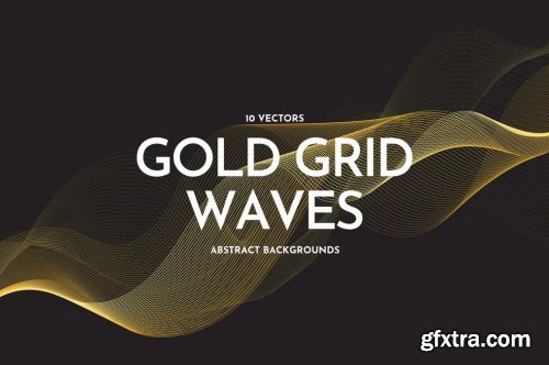 Gold Grid Waves Vector Backgrounds