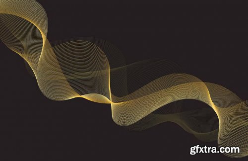 Gold Grid Waves Vector Backgrounds