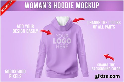 Woman's Hoodie Mockup - Back View