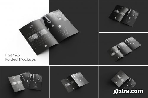 Flyer Folded A5 Mockups