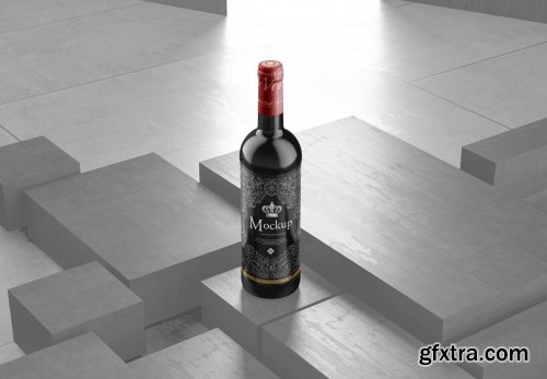 Red Wine Bottle Mockup