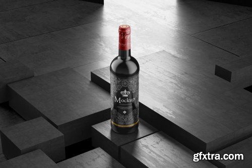 Red Wine Bottle Mockup