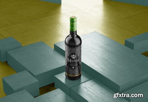 Red Wine Bottle Mockup