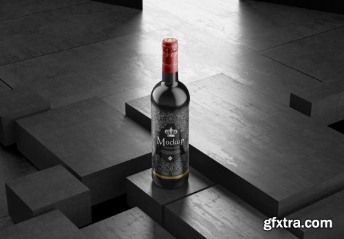 Red Wine Bottle Mockup