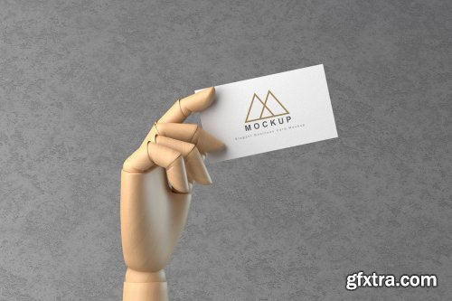 Business Card in Wooden Hand Mockups