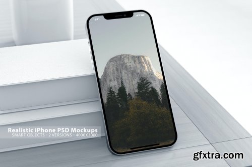 Realistic iPhone Pro on Table PSD Mockups