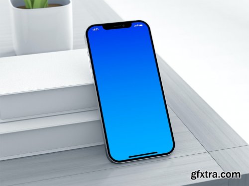 Realistic iPhone Pro on Table PSD Mockups