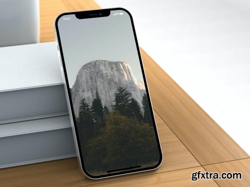 Realistic iPhone Pro on Table PSD Mockups