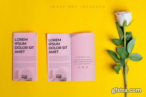 Brochures on yellow mockup set 1