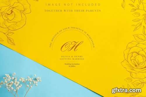 Brochures on yellow mockup set 1