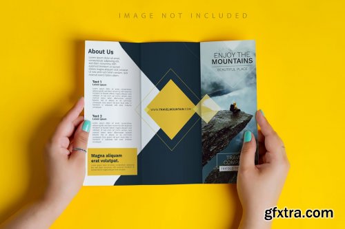 Brochures on yellow mockup set