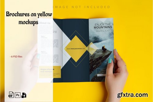 Brochures on yellow mockup set