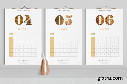 Golden Date Wall Calendar 2022