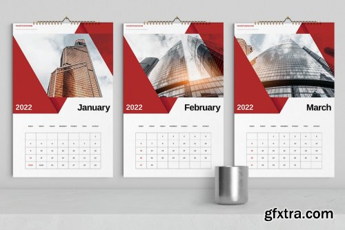 Red Business Wall Calendar 2022