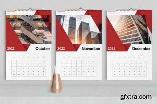 Red Business Wall Calendar 2022