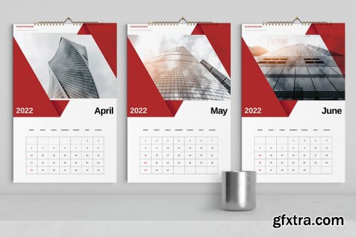 Red Business Wall Calendar 2022