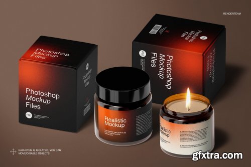 CreativeMarket - Amber Glass Candle Mockup Set 6726751