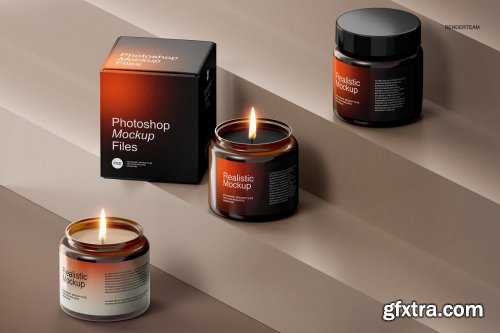 CreativeMarket - Amber Glass Candle Mockup Set 6726751