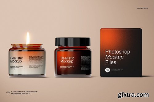 CreativeMarket - Amber Glass Candle Mockup Set 6726751