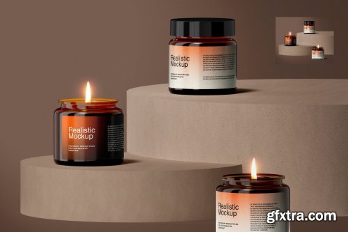 CreativeMarket - Amber Glass Candle Mockup Set 6726751