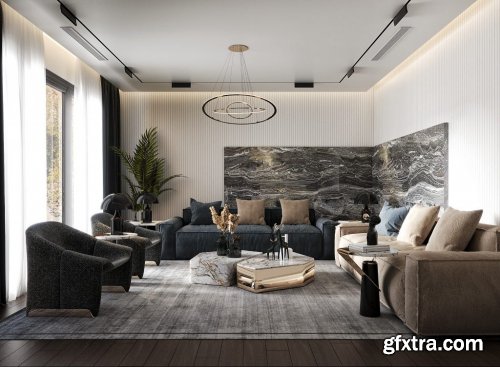 Interior Livingroom Scene Sketchup by Chau Hung