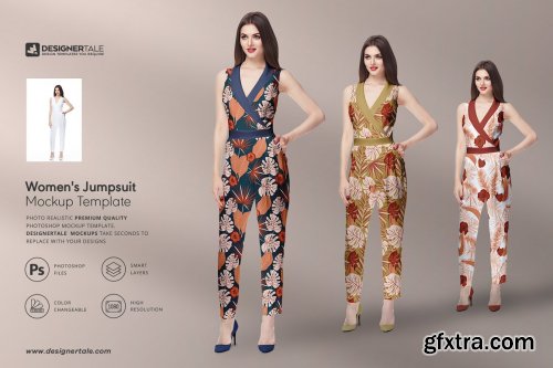 CreativeMarket - Women’s Jumpsuit Dress Mockup 4424172