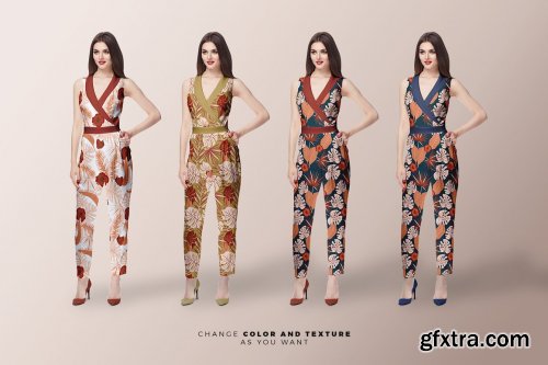 CreativeMarket - Women’s Jumpsuit Dress Mockup 4424172