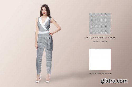 CreativeMarket - Women’s Jumpsuit Dress Mockup 4424172