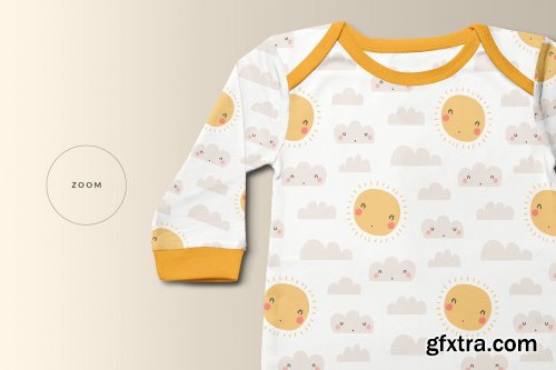 CreativeMarket - Kids Quarter Sleeve Romper Mockup 4426110