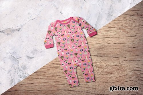 CreativeMarket - Kids Quarter Sleeve Romper Mockup 4426110