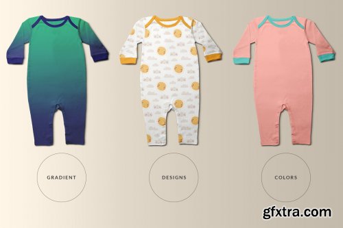 CreativeMarket - Kids Quarter Sleeve Romper Mockup 4426110