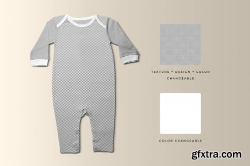 CreativeMarket - Kids Quarter Sleeve Romper Mockup 4426110