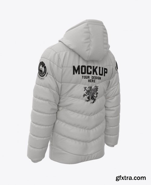 Men's Down Jacket Mockup. Back Side