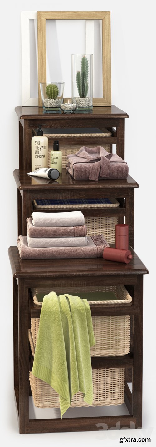 Bathroom furniture with baskets model LAUNDRY wenge