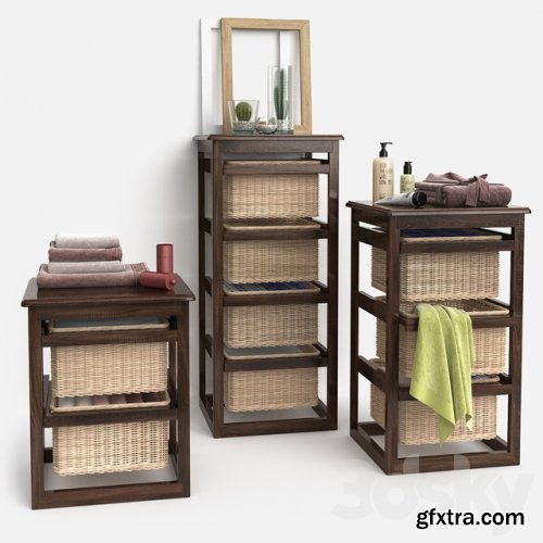 Bathroom furniture with baskets model LAUNDRY wenge