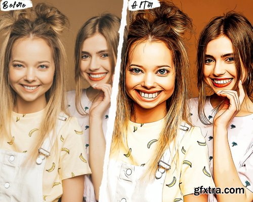 Cartoon Painting Effect Photo Template