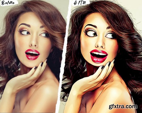 Cartoon Painting Effect Photo Template