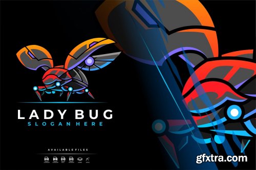 Unique Modern Colorful Robot Ladybug Logo Design