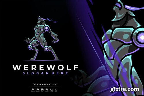 Unique Modern Colorful Robot Werewolf Logo Design