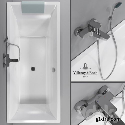 Bathtub Villeroy &amp; Boch Squaro, bath mixer Villeroy &amp; Boch Subway