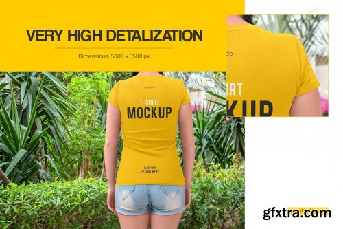 CreativeMarket - Women's V-Neck T-Shirt Mockup Set 6575059